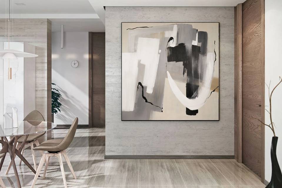 Gray White Modern You Abstract Canvas Wall Art 8W4V7 wall art